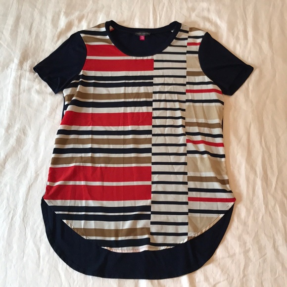 VINCE CAMUTO XS Striped Short Sleeve Shirt - Picture 2 of 8